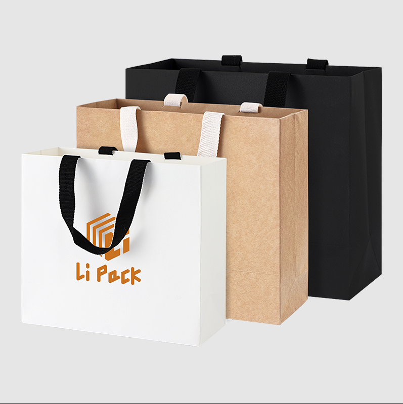 Bolsas de papel blanco de papel kraft con manijas para bolsas de regalo personalización a granel