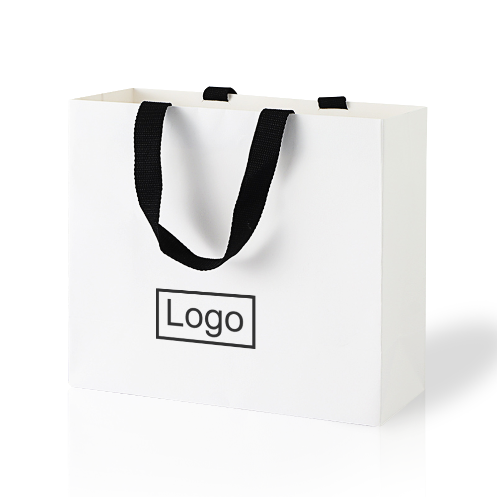 Bolsa de papel blanco con manijas bluk al por mayor para bolsas de regalo personalizadas bolsas de compras